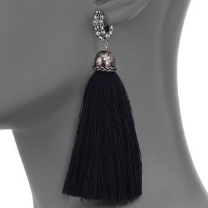 LANVIN Marina Crystal Huggies Tassel Earrings